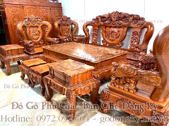 bộ bàn ghế phượng hoàng cao cấp gỗ hương